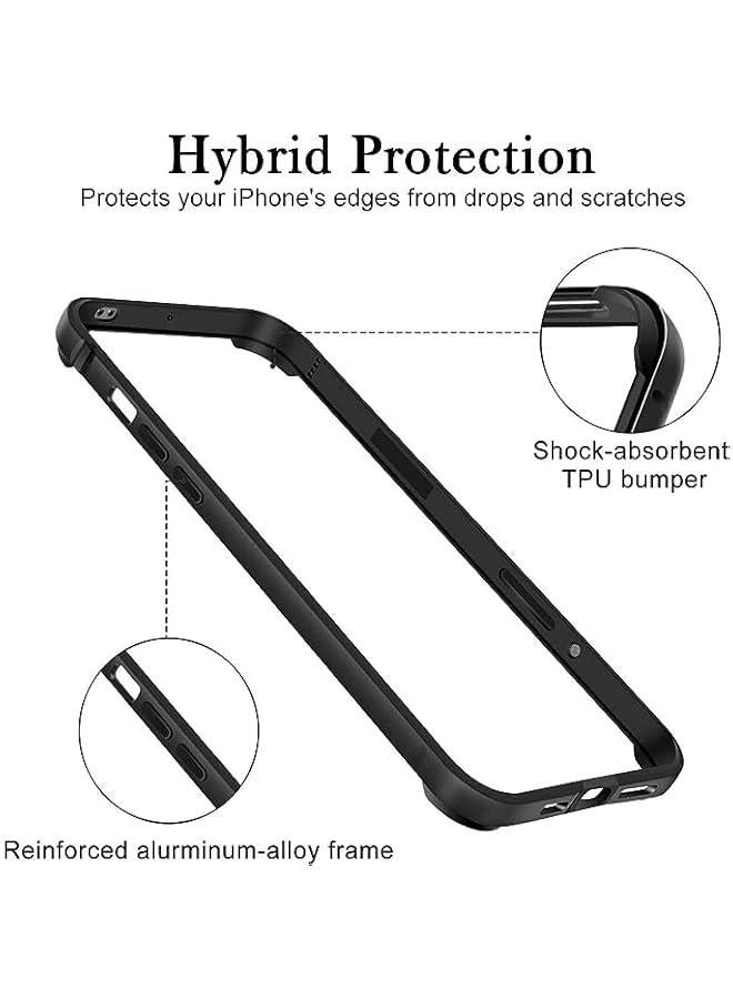 New Aluminum Frame Metal Bumper Frame Slim Hard Case Cover for iPhone16 Pro, Metal Frame with Soft Inner Bumper, Raised Edge Protection (Black, for iPhone16 Pro) - Image 5